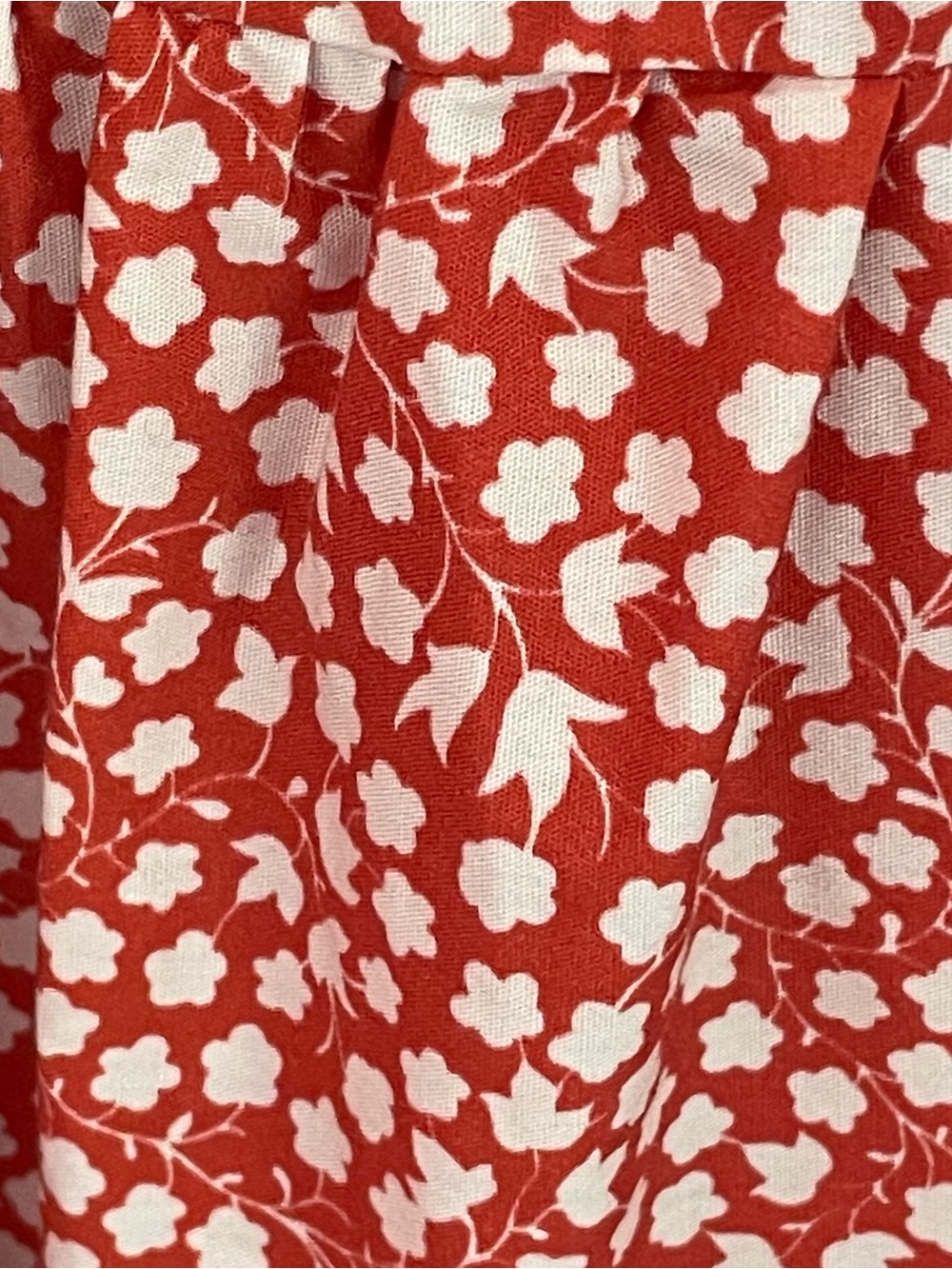Anthropologie Red Ditsy Midi Dress 1X Plus Sz Floral Smocked Puff Sleeves Pocket - Picture 7 of 15